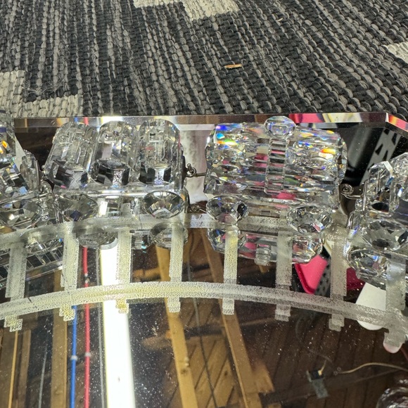Rare (6) Piece Swarovski Crystal Train Set With Display Mirrored Tracks - Picture 5 of 9